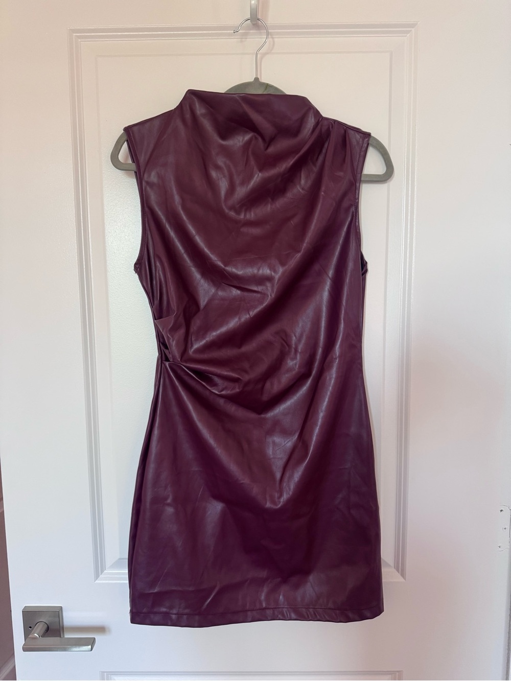Burgundy Faux Leather Dress